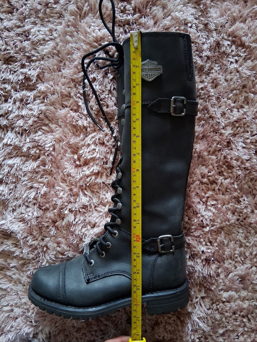 Harley-Davidson Women’s Knee High Leather Biker Boots Lace Up Zip Size 8 - Picture 8 of 9